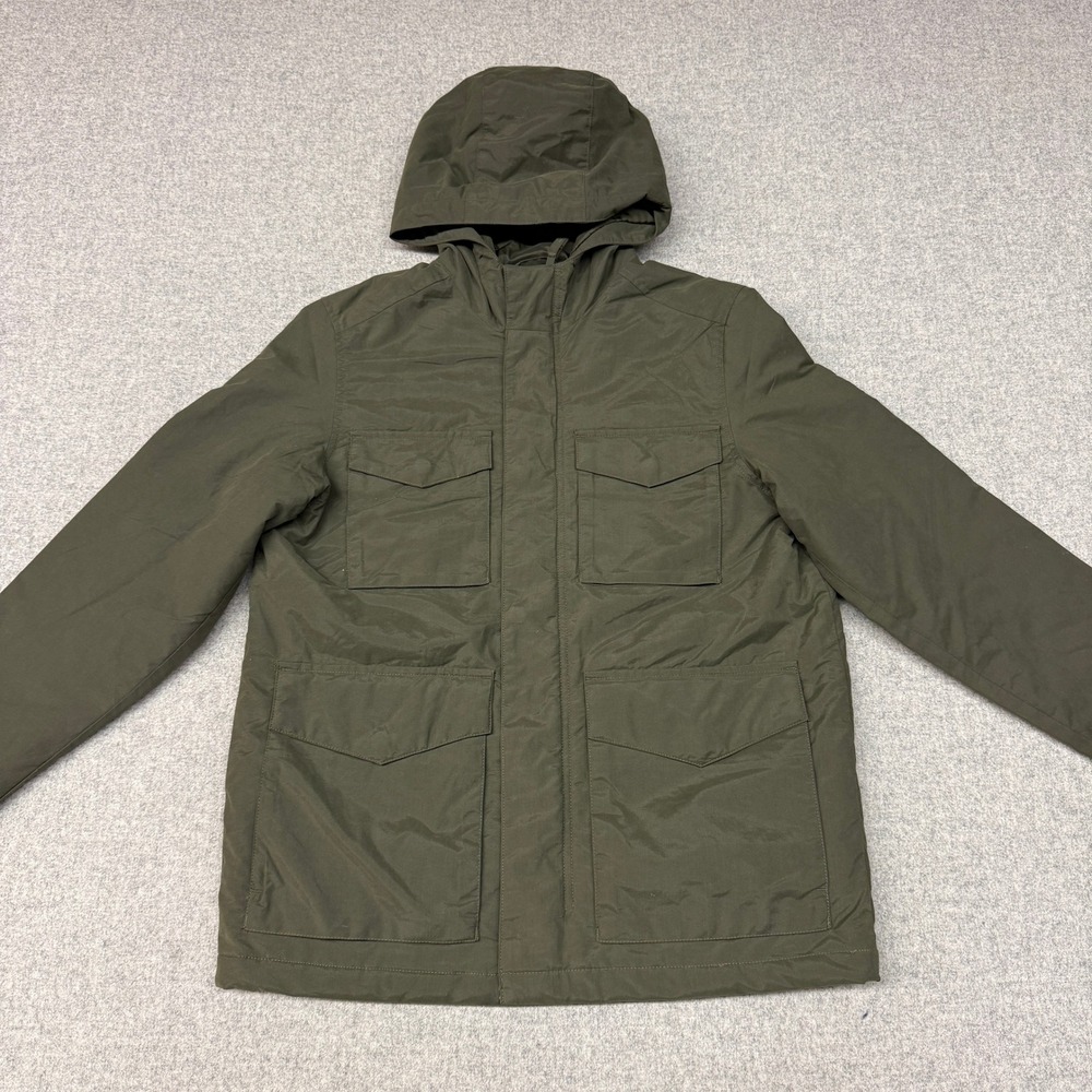 Old Navy Water-Resistant Field Jacket Small Olive Green Hooded Quilted Utility